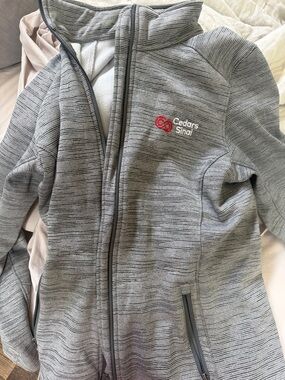 Cedars-Sinai Grey Striped Full-Zip Jacket